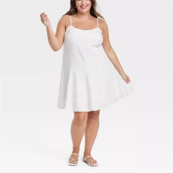 🆕💃🏽Beach Bungalow Linen Mini Dress - White - Picture 3 of 4